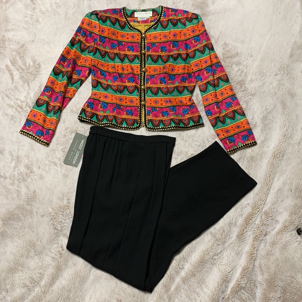 NWT Maggy London silk jacket and pants